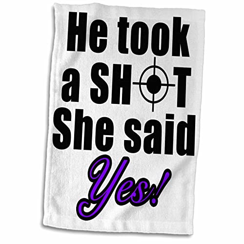 3dRose He Took A Shot She Said Yes Purple Handtuch, Mehrfarbig, 15" x 22" von 3dRose