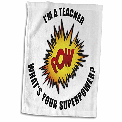 3dRose I Am A Teacher What is Your Superpower Handtuch, Polyester, Weiß, 15" x 22" von 3dRose