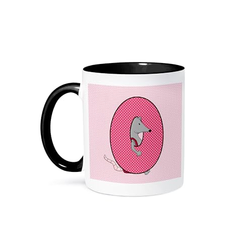 3dRose Mug_62870_4 "O is for Opossum in Pink for Girls Baby and Kids Monogram O in Polka Dots Prints zweifarbiger schwarzer Becher, 325 ml, Mehrfarbig 3dRose Mug_62870_4 "O is for Opossum in Pink for Girls Baby and Kids Monogram O in Polka Dots Prints zweifarbiger schwarzer Becher, 325 ml, Mehrfarbig von 3dRose