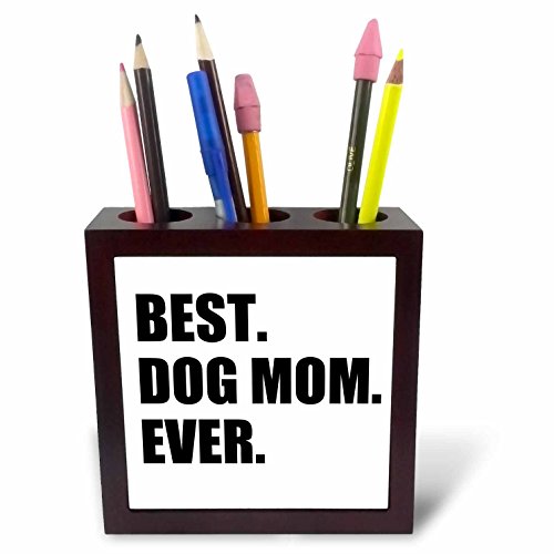 3dRose PH 184993 _ 1 Best Dog Mom Ever Fun Pet Inhaber Geschenke für ihre Tierfreunde Text Tile Stifthalter, 12,7 cm von 3dRose