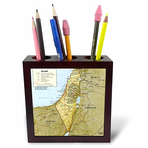 3dRose PH 204108 _ 1 Print von strukturierten Look Topographisch israelischen Map Tile Stifthalter, 12,7 cm von 3dRose