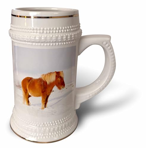 3dRose Pferd während des Winters nahe See Myvatn, Island Stein Becher, 510 ml (STN_205424_1), 624 ml, Weiß von 3dRose