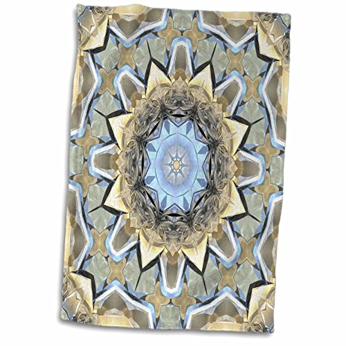 3dRose Reflexe Farben von Gold, Blau und Beige Mandala Design Handtuch, Mehrfarbig, 15 x 22 von 3dRose