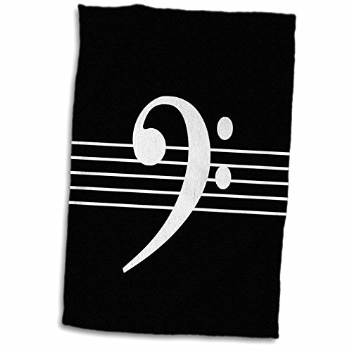 3dRose Staves Handtuch mit Aufschrift Black Bass F-Clef on Musical Staff-Music Musician Gift, Mikrofaser Baumwolle Polyester, Mehrfarbig, 15 x 22-Inch von 3dRose