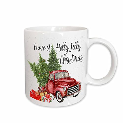 3dRose Tasse mit Aufschrift Have A Holly Jolly Red Truck with Christmas Trees, 425 ml von 3dRose