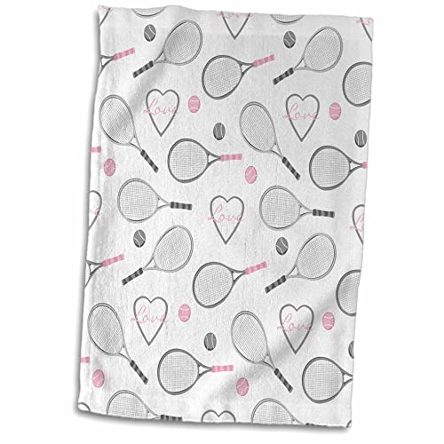 3dRose Tennis Love Pattern Grey and Pink TWL_201737_1 Handtuch, Mehrfarbig, 15" x 22" von 3dRose