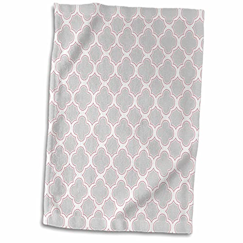 3dRose Vierpass-Muster Grau und Blush Pink Handtuch, Mehrfarbig, 15 x 22 von 3dRose