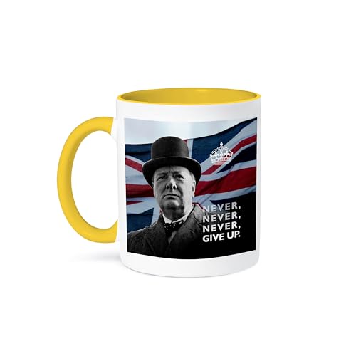 3dRose mug_220216_8 Winston Churchill Never Give Up Quotation Over Union Jack Background Becher, Gelb/Weiß 3dRose mug_220216_8 Winston Churchill Never Give Up Quotation Over Union Jack Background Becher, Gelb/Weiß von 3dRose