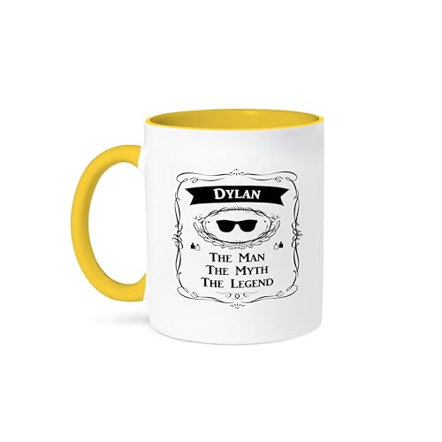 3dRose mug_232278_8 Dylan Mythos The Legend Persönlicher Name Personalisiertes Geschenk Becher, Keramik, Gelb/Weiß 3dRose mug_232278_8 Dylan Mythos The Legend Persönlicher Name Personalisiertes Geschenk Becher, Keramik, Gelb/Weiß von 3dRose