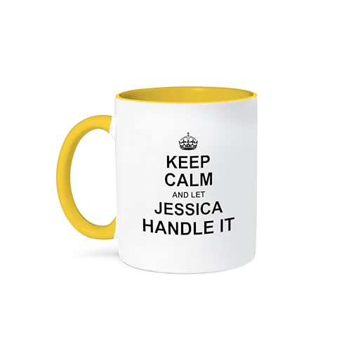3dRose mug_233346_8 Keep Calm And Let Jessica Handle It Becher, Keramik, Gelb/Weiß 3dRose mug_233346_8 Keep Calm And Let Jessica Handle It Becher, Keramik, Gelb/Weiß von 3dRose