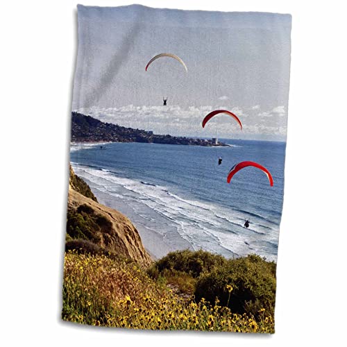 Handtuch, 3D-Rose, California-Paragliders Float Toward La Jolla Shores, 38,1 x 55,9 cm von 3dRose