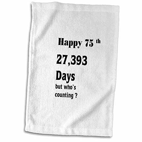 3dRose Druck zum 75. Geburtstag oder Jahrestag TWL_203992_1 Handtuch, Polyester, Weiß, 15" x 22" von 3dRose
