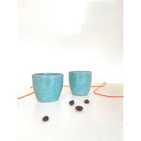 Keramik // Espresso Cup Set Duo Espressobecher Türkis Blue Minimalistisch 3Dotsceramics von 3dotsceramics