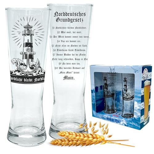 2er Set Pilsglas - Bierglas in ausgefallener Geschenkbox | Typisches Nordsee-Motiv im hochwertigen Siebdruckverfahren, detaillierter als Gravur | MADE IN GERMANY von 3forCologne