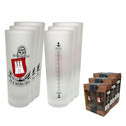 3forCologne Schnapsgläser 6,5cl | 6er Set | Hamburg Anker | Pinnchen, Shotgläser, Tequila, Vodka, Obstler, Grappa, in einer Geschenkverpackung.| MADE IN GERMANY von 3forCologne