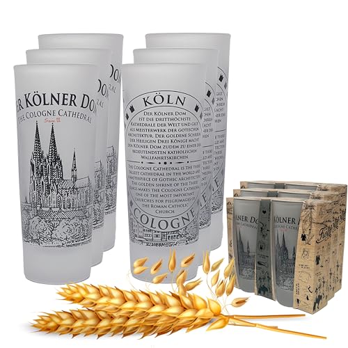 3forCologne Schnapsgläser 6,5cl | 6er Set | Kölner Dom| Pinnchen, Shotgläser, Tequila, Vodka, Obstler, Grappa, in einer schönen Geschenkverpackung | MADE IN GERMANY von 3forCologne