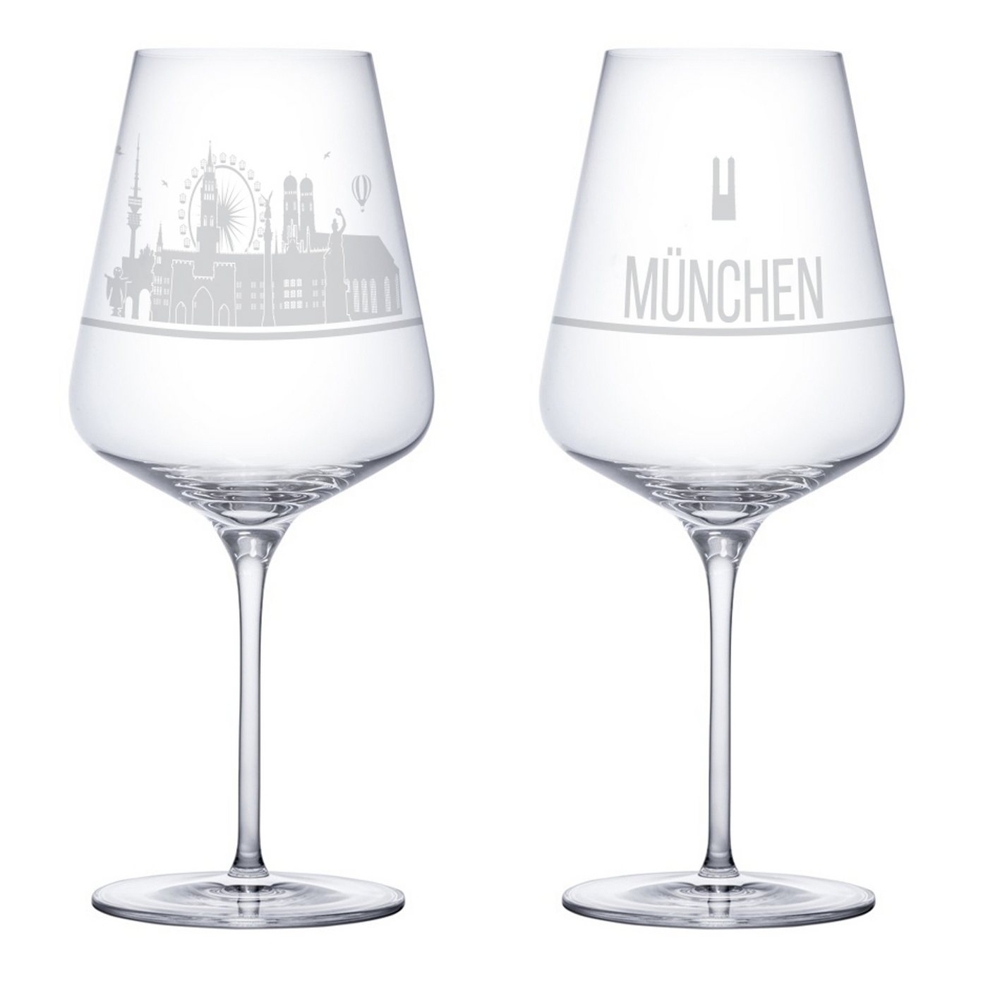 3forCologne Weinglas I LOVE München Weingläser 2er Set Weinglas mit Gravur der Münchner Skyline Souvenir Deutschland Geschenkidee Muttertag, Vatertag, Gastgeschenk Geschenkbox Deutschland MADE IN GERMANY von 3forCologne