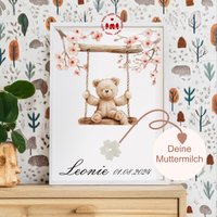 Muttermilch Bild - Schaukelnder Teddy Alternative Muttermilchschmuck Geburt Baby Mama Kinderzimmer Namensposter Muttermilch Bild - Schaukelnder Teddy Alternative Muttermilchschmuck Geburt Baby Mama Kinderzimmer Namensposter von 3kleinehauschen