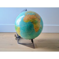 90Er Jahre Vintage 12 Zoll Beleuchteter Erdglobus Von Scan Globe - Hergestellt in Dänemark Auf Französisch von 3rvintages
