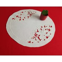 Hand Bestickt Kreis Tischläufer Tischdecke Tischtuch Embroidered Tablecloth Table Runner Frühling Blumen von 3sestry