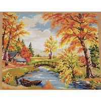 stickerei Bild Herbst Land Embroidered Painting von 3sestry
