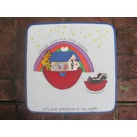 Kinderhocker, Handbemalter Hocker, Arche Noah Weihnachtsgeschenk, Bemalter Holzhocker, Niedlicher Tiere in Der Arche, Kleinkind Holzhocker von 3weebirds