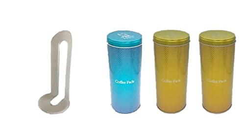 4-teiliges Set aus 3X Kaffeepaddose und 1x Pad-Heber - Kaffeedose für Kaffeepads - Aufbewahrungsbehälter mit Pad-Lifter für Kaffeepads von Mcties
