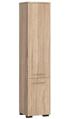 3xeliving KORALIA D2 Hochschrank, Badezimmerschrank in Sonoma Eiche 140x30x30 von 3xeliving