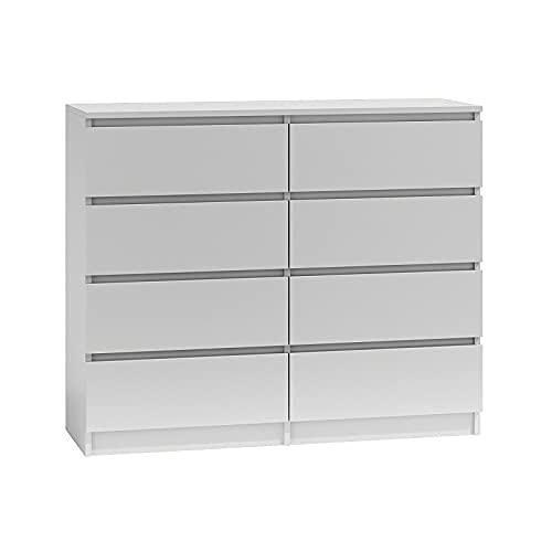 3E 3xEliving.com Kommode mit 8 Schubladen in Weiß 120 cm von 3E 3xE living.com