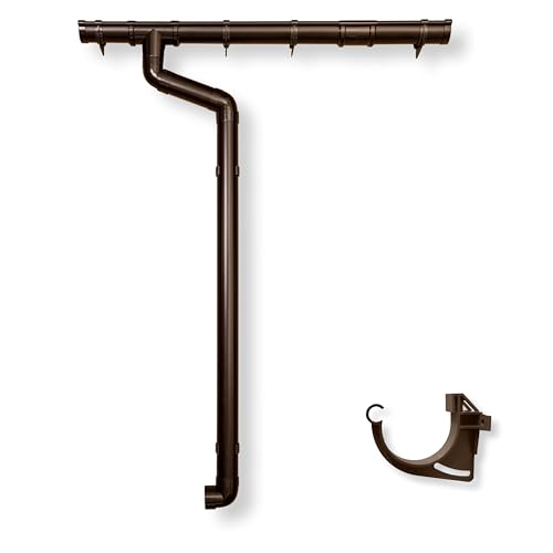 4 Home & Garden Dachrinnen Set | Flachdach Pultdach (1-Seite) bis 300cm | Halbrundrinne 65mm Kunststoff Fallrohr DN60 in 3 Farben | Regenrinnen Komplettset | Braun Weiss Anthrazit (Braun) von 4 Home & Garden