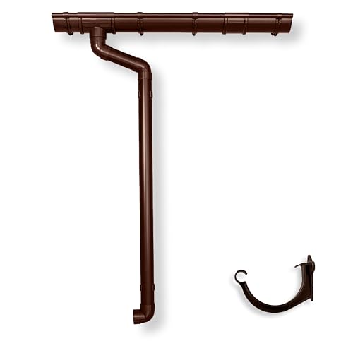 4 Home & Garden Dachrinnen Set RG 100 NW100/125 Braun | Komplettsets mit Fallrohr bis 10m Dachlänge | Typ 300 Fallrohr DN 60 | Kunststoff PVC (Dachlänge: 1-Seite bis 600cm) von 4 Home & Garden