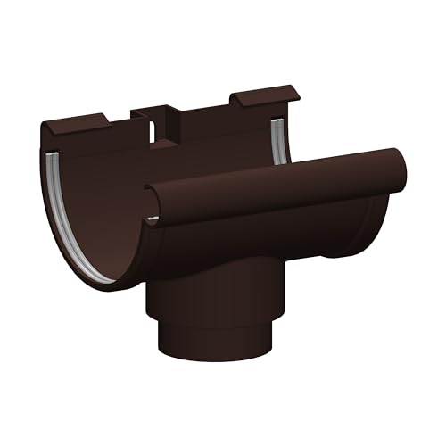 4Home&Garden | Einzelteile Dachrinnensystem RG 100 Typ 300 Fallrohr DN 60 | Kunststoff PVC Braun | Verbinder Stutzen Rinnenhalter (5 Rinnenstutzen) von 4 Home & Garden