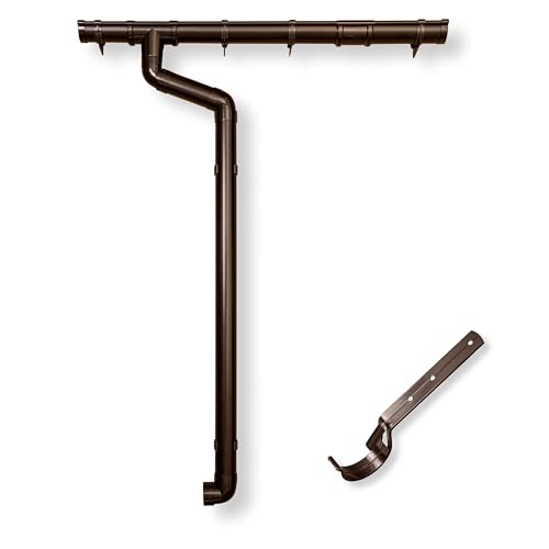 Dachrinne Halbrund 65 mm | Befestigung mit Rinneneisen | Komplettset mit Fallrohr bis 750cm | Typ 250 Fallrohr DN 60 | Kunststoff PVC Braun | 4Home&Garden (Dachlänge: 1-Seite bis 300cm) von 4 Home & Garden