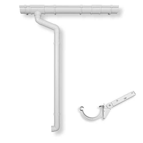 Dachrinne Halbrundrinne RG 100 NW100/125 Anthrazit | Halter für Dachsparren | Komplettsets bis 10m Dachlänge | Typ 300 Fallrohr DN 60 | Kunststoff PVC Weiss | 4Home&Garden (Dachlänge bis 900cm) von 4 Home & Garden