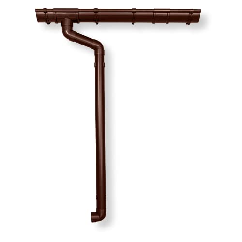 Dachrinnen Set | Flachdach Pultdach (1-Seite) bis 600cm | Kunststoff RG100 DN60 in 3 Farben | Regenrinnen Komplettset | Braun Weiss Anthrazit (Braun) von 4 Home & Garden