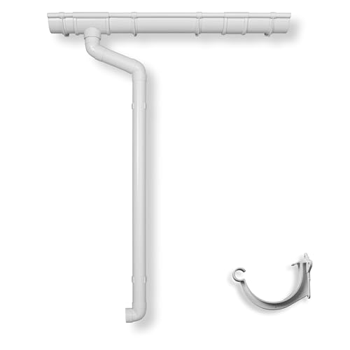 4 Home & Garden Dachrinnen Set RG 100 NW100/125 Weiss | Komplettsets mit Fallrohr bis 10m Dachlänge | Typ 300 Fallrohr DN 60 | Kunststoff PVC (Dachlänge: 1-Seite bis 600cm) von 4 Home & Garden