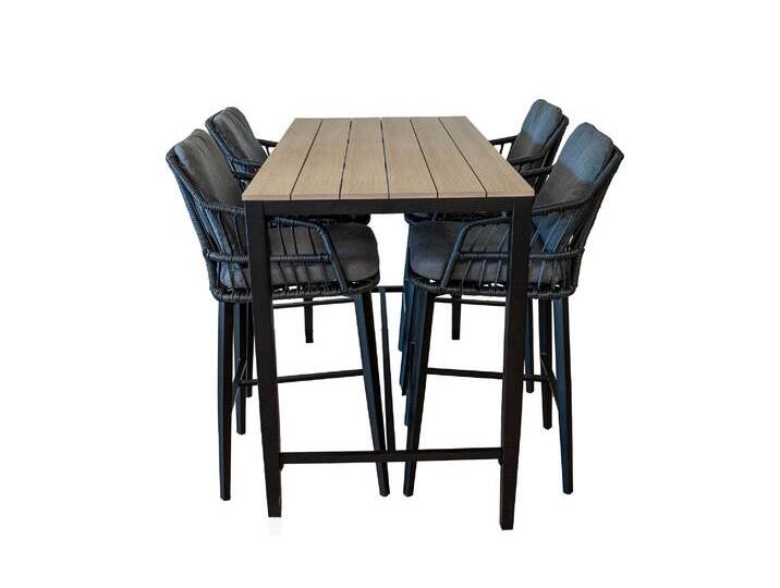 5-teiliges Gartenbar-Set 4 Isabel Barhocker Schwarz Limasol Bartisch 150 x 75 cm Holz 5-teiliges Gartenbar-Set 4 Isabel Barhocker Schwarz Limasol Bartisch 150 x 75 cm Holz von 4 Jahreszeiten Gartenmöbel