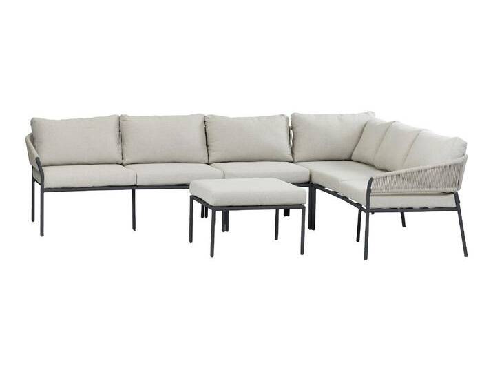 5-tlg. Corner Lounge Set Elvira Inkl Hocker & Mittelelement Schwarz 5-tlg. Corner Lounge Set Elvira Inkl Hocker & Mittelelement Schwarz von 4 Jahreszeiten Gartenmöbel