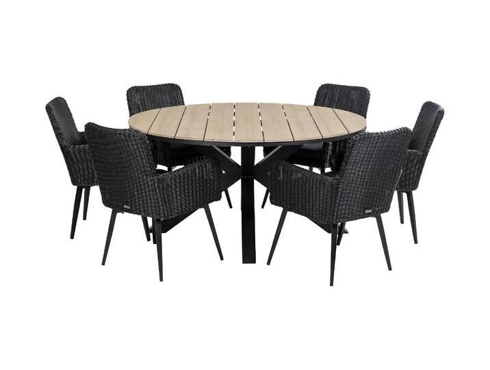 7-teiliges Gartenset 6 Pisa Gartenstühle Limasol Gartentisch ø 150 cm von 4 Jahreszeiten Gartenmöbel