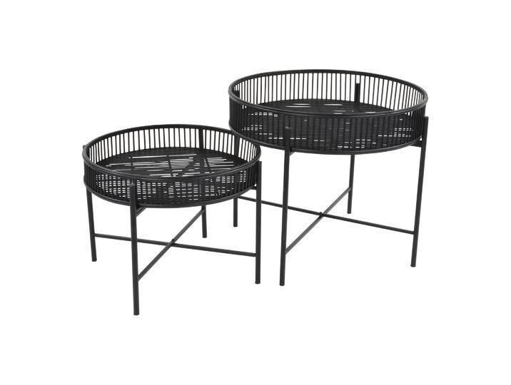 Beistelltisch-Set Aiko Schwarz Bambus & Metall Lesli Living von 4 Jahreszeiten Gartenmöbel