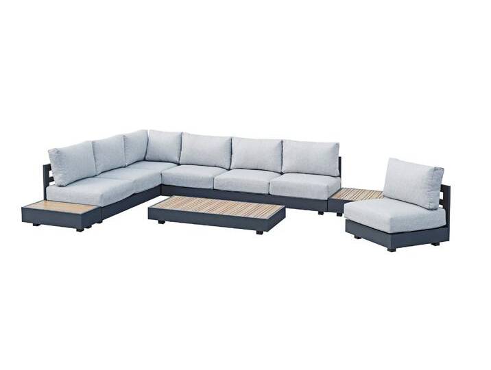 Eck-Lounge-Set Fosega 225 x 299 cm 7-Teilig mit Sessel Mattschwarz / Steingrau Aluminium Eck-Lounge-Set Fosega 225 x 299 cm 7-Teilig mit Sessel Mattschwarz / Steingrau Aluminium von 4 Jahreszeiten Gartenmöbel