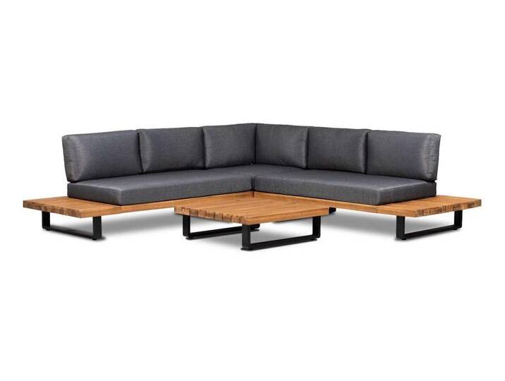 Ecklounge-Set Barstano Grau Akazienholz und Aluminium von 4 Jahreszeiten Gartenmöbel