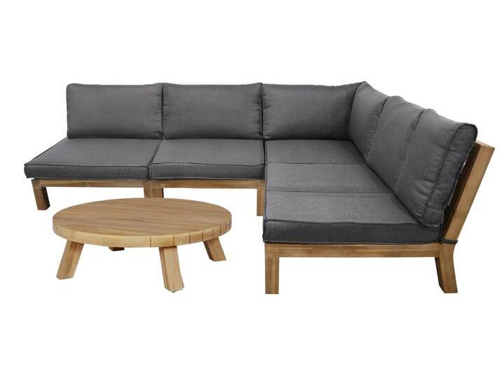 Ecklounge-Set Kent 6-teilig Grau Akazienholz von 4 Jahreszeiten Gartenmöbel