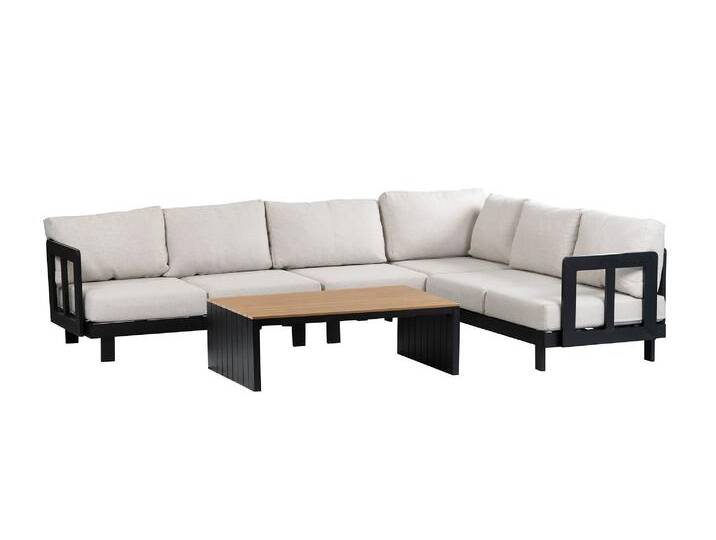 Ecklounge-Set Tulum 5-teilig Schwarz von 4 Jahreszeiten Gartenmöbel