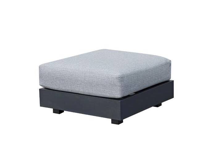 Hocker Fosega mit Kissen 74 x 74 cm Mattschwarz / Steingrau Aluminium von 4 Jahreszeiten Gartenmöbel