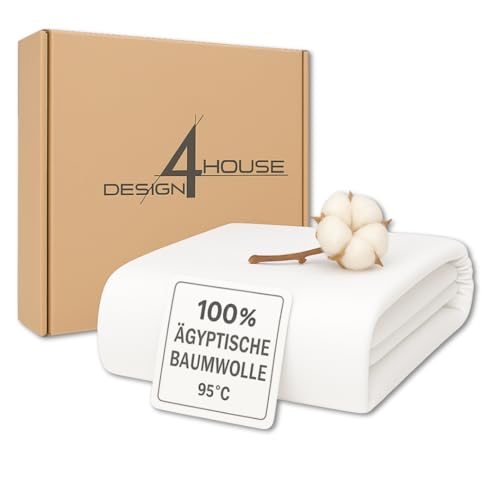 4housedesign® Spannbettlaken 180x200cm Weiß 100% Ägyptische Baumwolle - Spann Bettlaken hohe Matratze (bis 24cm) - Allergikerfreundlich ägyptische Baumwolle Bettlaken Hotel Luxus 180x200cm von 4 house design