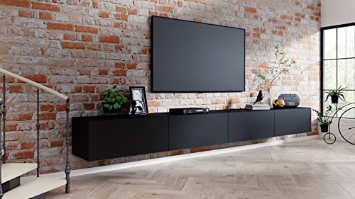 Fernsehschrank fernsehregal tv Board hängend tv Shrank tv 55 Zoll lowboard tv Tisch 2 Farben schwarz mat hängend/stehend Wandschrank 240cm 4housedesign® von 4 house design