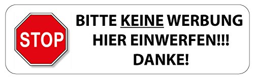 4 Vinylaufkleber f. Briefkasten - Bitte keine Werbung hier einwerfen! - 95x27mm von 4-prints