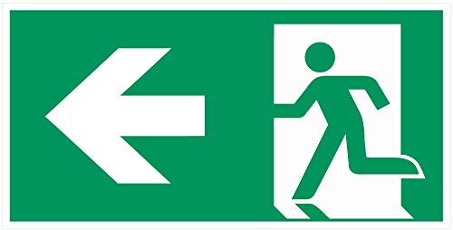 Aufkleber Fluchtweg - Notausgang mit Pfeil - 250 x 125 mm (nach links) von 4-prints