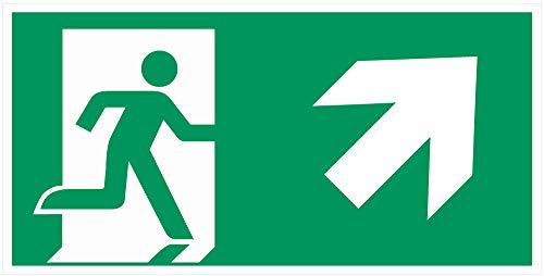 Aufkleber Fluchtweg - Notausgang mit Pfeil - 250 x 125 mm (nach oben rechts) von 4-prints